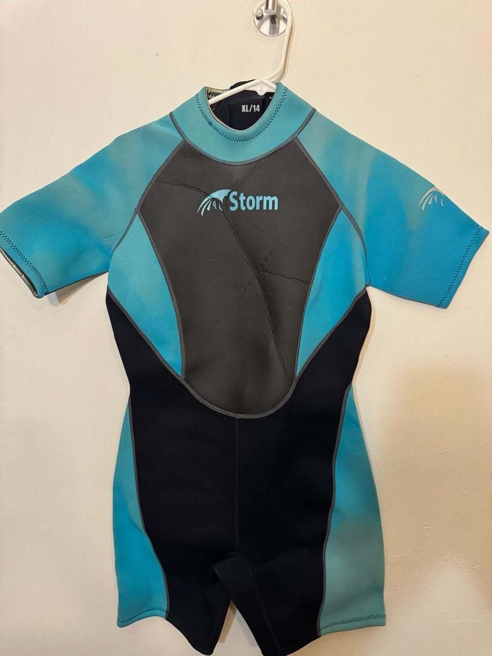 Storm Youth Shorty Wetsuit Spring Suit Size XL/14 Blue Black
